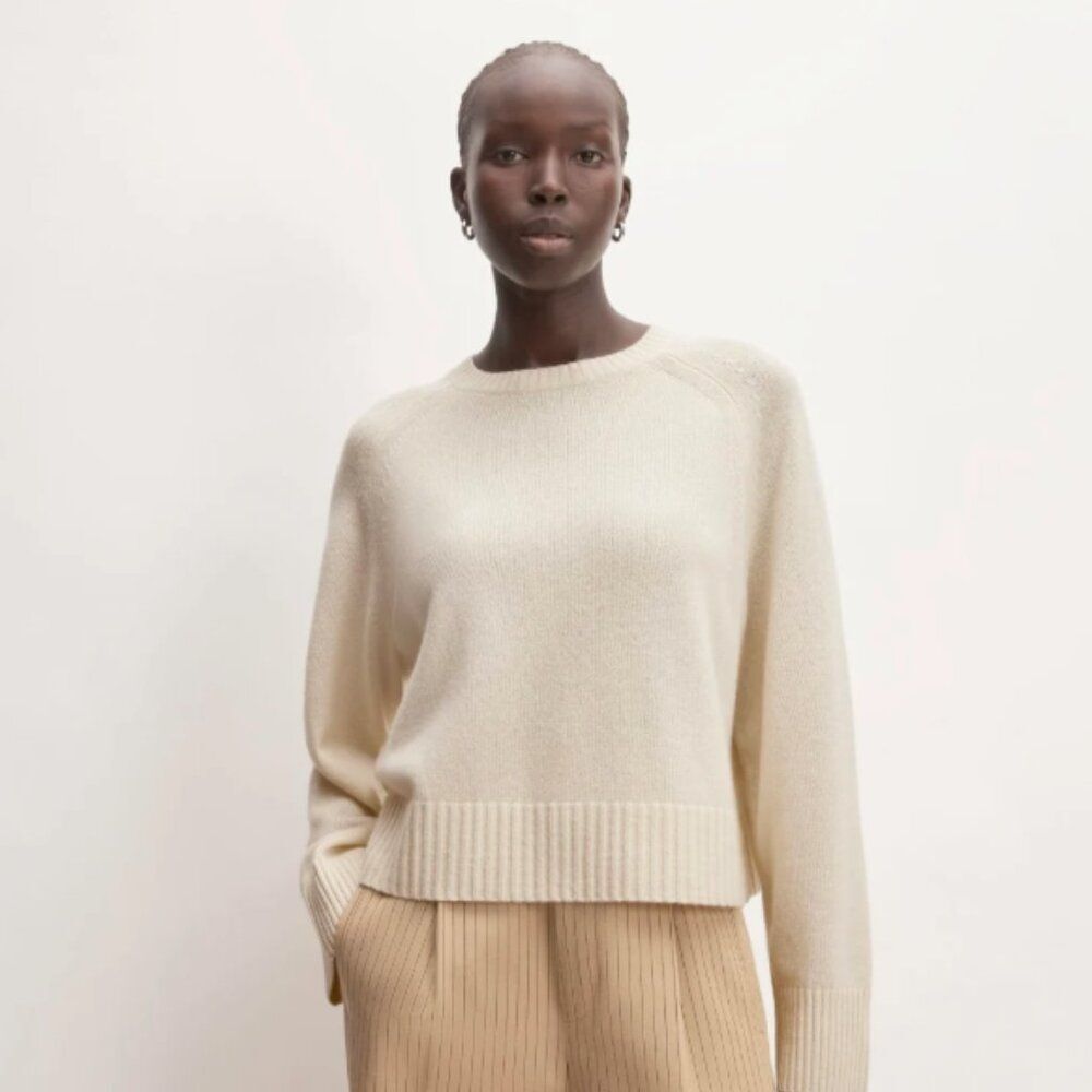 Everlane | The Boxy Crew in Cashmere | Bone | S